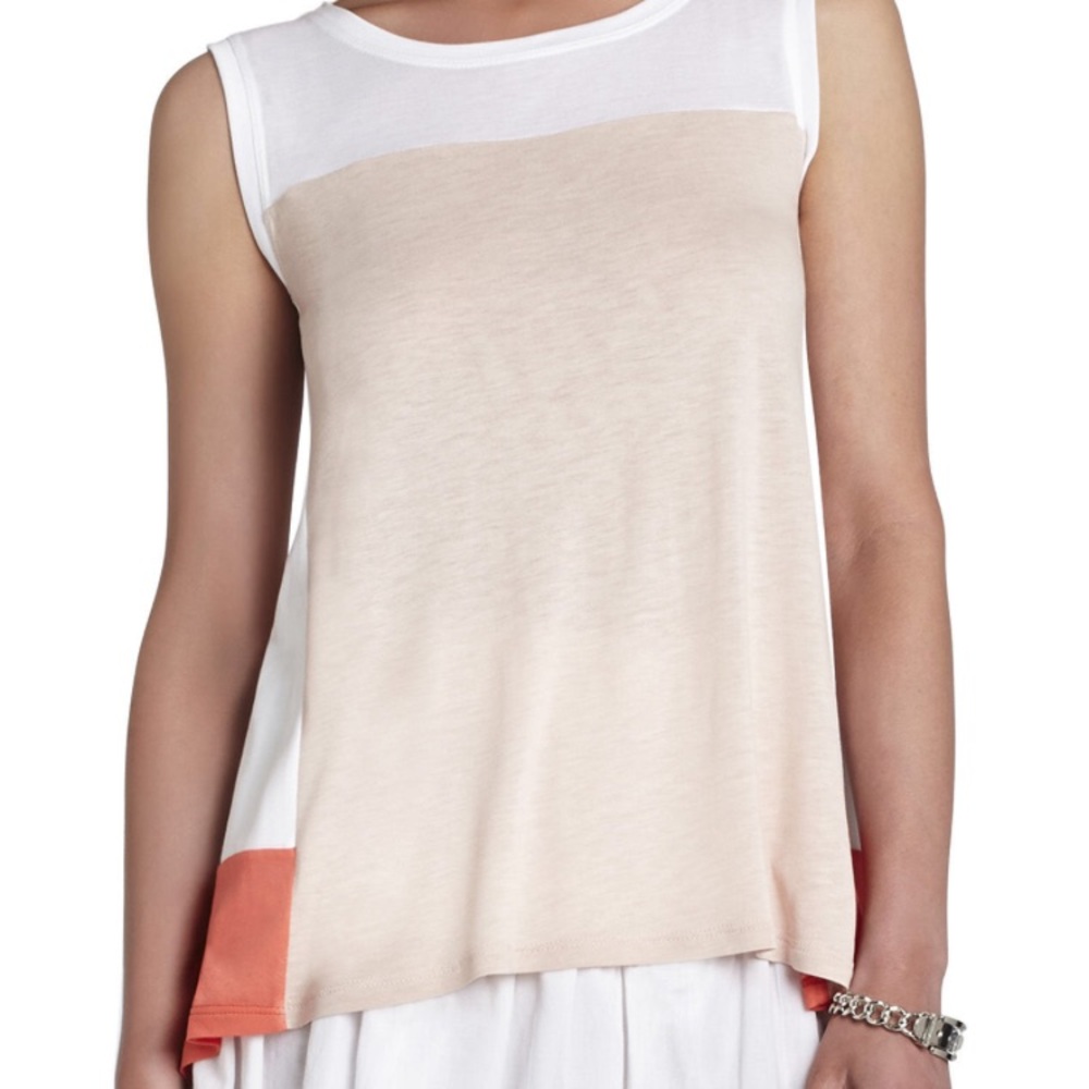BCBG Allison sleeveless color block top.